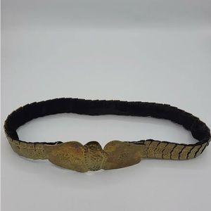 Vintage 28”Brass Belt lined with Black Velvet. Made in India. Could be polished.